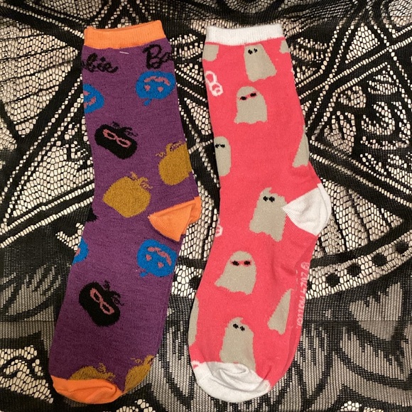 Barbie Halloween Sunglasses Wearing Ghosts Jack-O’-Lantern Pumpkins Socks Set - Picture 2 of 5